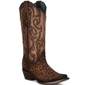 Corral leopard snip toe boots